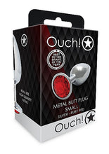 Load image into Gallery viewer, Round Gem Butt Plug Small Silver Ruby Red