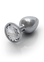 Load image into Gallery viewer, Round Gem Butt Plug Small Silver Diamond