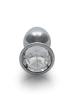 Load image into Gallery viewer, Round Gem Butt Plug Small Silver Diamond