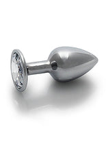 Load image into Gallery viewer, Round Gem Butt Plug Small Silver Diamond