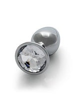 Load image into Gallery viewer, Round Gem Butt Plug Small Silver Diamond