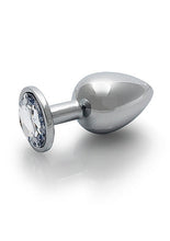 Load image into Gallery viewer, Round Gem Butt Plug Medium Silver Diamond