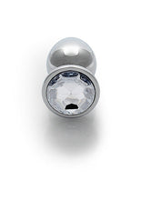 Load image into Gallery viewer, Round Gem Butt Plug Medium Silver Diamond