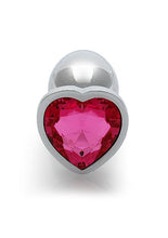 Load image into Gallery viewer, Heart Gem Butt Plug Small Silver Rubellite Pink