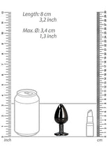 Load image into Gallery viewer, Round Gem Butt Plug Medium Gunmetal Diamond