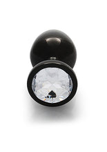 Load image into Gallery viewer, Round Gem Butt Plug Medium Gunmetal Diamond