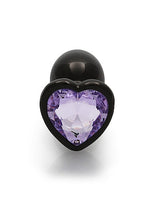 Load image into Gallery viewer, Heart Gem Butt Plug Small Gunmetal Amethyst