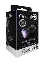 Load image into Gallery viewer, Heart Gem Butt Plug Small Gunmetal Amethyst