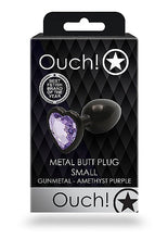 Load image into Gallery viewer, Heart Gem Butt Plug Small Gunmetal Amethyst
