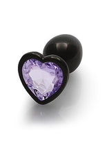 Load image into Gallery viewer, Heart Gem Butt Plug Small Gunmetal Amethyst