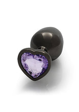 Load image into Gallery viewer, Heart Gem Butt Plug Medium Gunmetal Amethyst