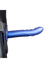 Load image into Gallery viewer, Ouch! Textured Curved Hollow Strap-on 8in Metallic Blue