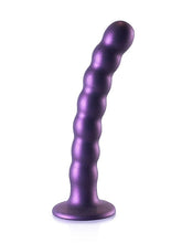 Load image into Gallery viewer, Ouch! Beaded Silicone G-spot Dildo 6.5 In Metallic Purple