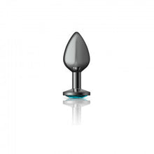 Load image into Gallery viewer, Cheeky Charms Round Teal Medium Gunmetal Butt Plug