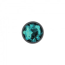 Load image into Gallery viewer, Cheeky Charms Round Teal Medium Gunmetal Butt Plug