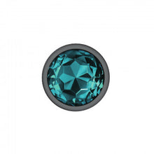 Load image into Gallery viewer, Cheeky Charms Round Teal Large Gunmetal Butt Plug
