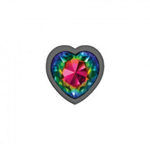 Load image into Gallery viewer, Cheeky Charms Heart Rainbow Medium Gunmetal Butt Plug