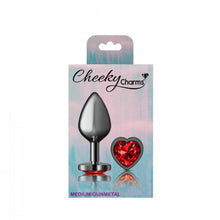 Load image into Gallery viewer, Cheeky Charms Heart Deep Red Medium Gunmetal Personal Massager