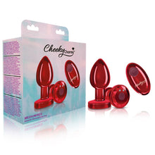 Load image into Gallery viewer, Cheeky Charms Vibrating Metal Plug Red Medium W/ Remote