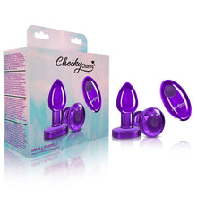 Load image into Gallery viewer, Cheeky Charms Vibrating Metal Plug Purple Small W/ Remote