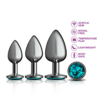 Load image into Gallery viewer, Cheeky Charms Metal Plug Kit Gunmetal Round Teal