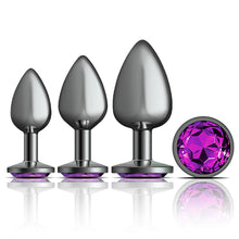 Load image into Gallery viewer, Cheeky Charms Metal Plug Kit Gunmetal Round Deep Purple
