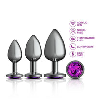Load image into Gallery viewer, Cheeky Charms Metal Plug Kit Gunmetal Round Deep Purple