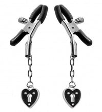 Load image into Gallery viewer, Master Series Charmed Heart Padlock Nipple Clamps