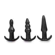Load image into Gallery viewer, Trinity Vibes 4 Pc Vibrating Anal Plug Set Black