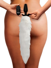 Load image into Gallery viewer, Tailz Vibrating White Fox Tail Slender Anal Plug