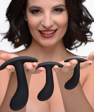 Load image into Gallery viewer, Master Series Dark Delights 3pc Curved Silicone Anal Trainer Set