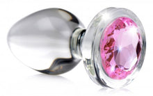 Load image into Gallery viewer, Booty Sparks Pink Gem Glass Anal Plug Large