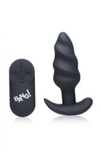 Load image into Gallery viewer, Bang! 21x Vibrating Silicone Swirl Butt Plug W/ Remote Black