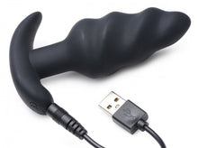 Load image into Gallery viewer, Bang! 21x Vibrating Silicone Swirl Butt Plug W/ Remote Black
