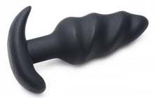 Load image into Gallery viewer, Bang! 21x Vibrating Silicone Swirl Butt Plug W/ Remote Black