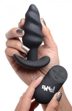 Load image into Gallery viewer, Bang! 21x Vibrating Silicone Swirl Butt Plug W/ Remote Black