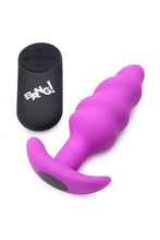 Load image into Gallery viewer, Bang! 21x Vibrating Silicone Swirl Butt Plug W/ Remote Purple