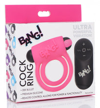 Load image into Gallery viewer, Bang! Silicone Cock Ring & Bullet W/ Remote Pink