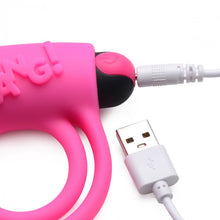 Load image into Gallery viewer, Bang! Silicone Cock Ring & Bullet W/ Remote Pink