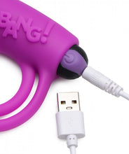 Load image into Gallery viewer, Bang! Silicone Cock Ring & Bullet W/ Remote Purple