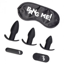 Load image into Gallery viewer, Bang! Backdoor Adventure 3pc Butt Plug Bullet & Blindfold Kit Black