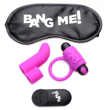 Load image into Gallery viewer, Bang! Couples Love Ring Finger Vibe Bullet & Blindfold Kit Purple