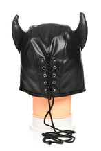Load image into Gallery viewer, Master Series Dungeon Demon Bondage Hood W/ Horns