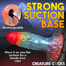 Load image into Gallery viewer, Creature Cocks Rainbow Phoenix Vibrating Silicone Dildo
