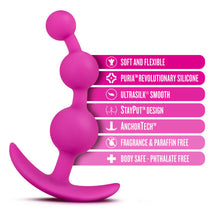 Load image into Gallery viewer, Luxe Be Me 3 Fuschia Anal Plug
