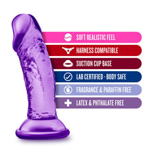 Load image into Gallery viewer, B Yours Sweet N Small 4in Dildo W/ Suction Cup Purple
