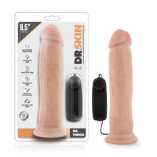 Load image into Gallery viewer, Dr Skin Dr Throb 9.5in Vibrating Cock W/ Suction Cup Vanilla
