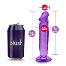 Load image into Gallery viewer, B Yours Sweet N Small 6in Dildo W/ Suction Cup Purple
