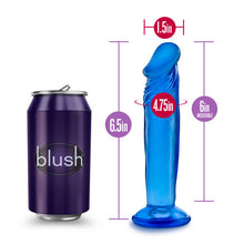 Load image into Gallery viewer, B Yours Sweet N Small 6in Dildo W/ Suction Cup Blue
