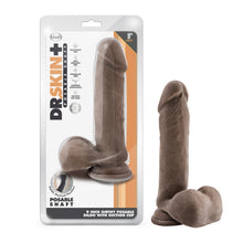 Load image into Gallery viewer, Dr Skin Plus 9in Thick Posable Dildo W/ Balls Chocolate
